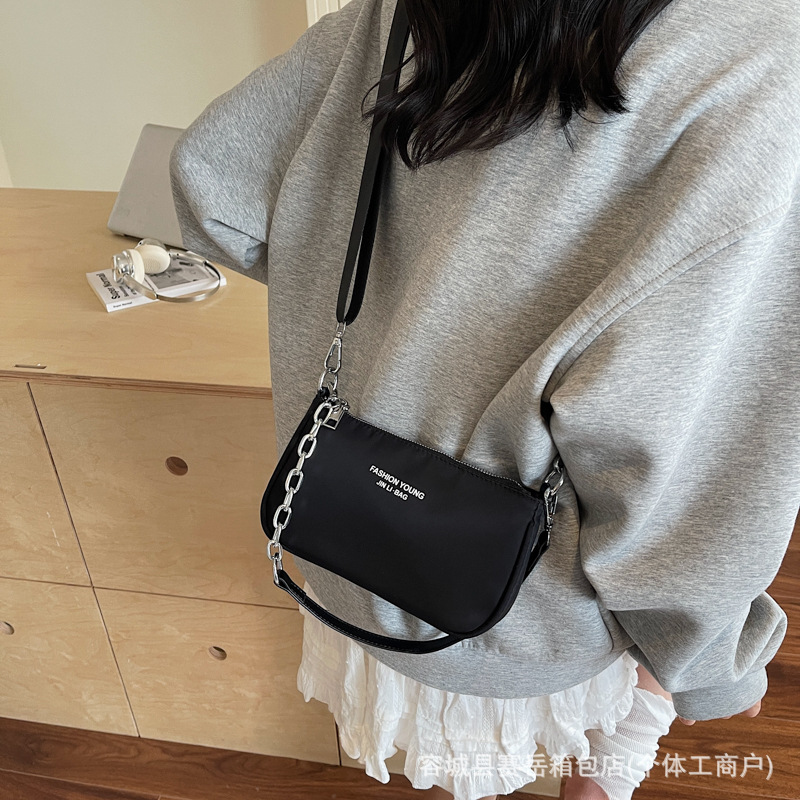 2025 New Crossbody Bag Oxford Cloth Underarm Bag Mahjong Small Square Bag Women's Phone Bag Trendy Letter Crossbody Bag